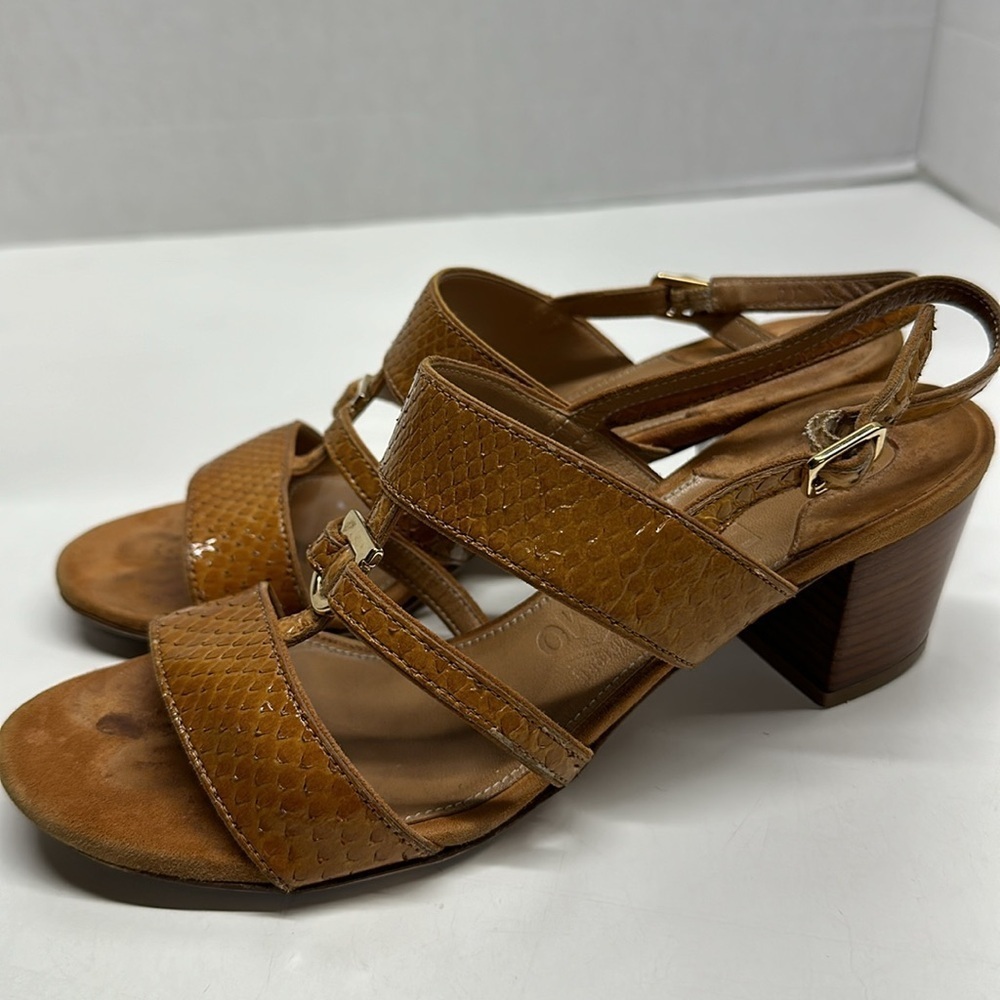 Ferragamo Sandals Shoes High Heel Open Toe Ankle Strap Cognac Brown Size 6 B - Picture 4 of 13